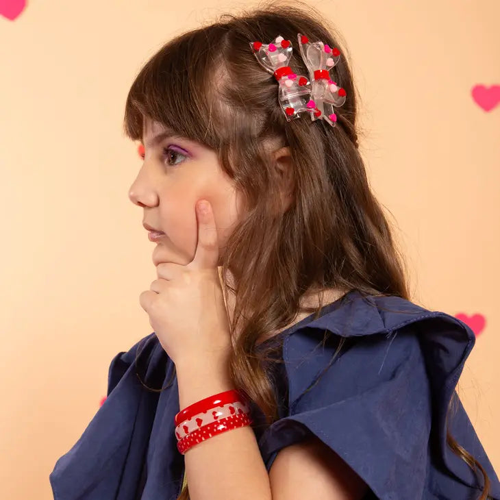 Hair Clips - Hearts on Biggie Bow