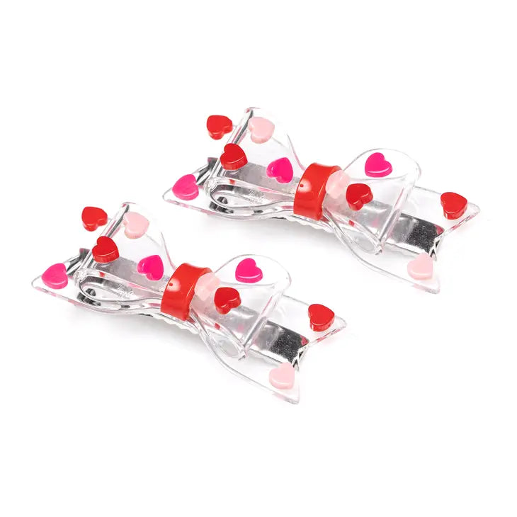 Hair Clips - Hearts on Biggie Bow