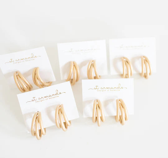 Gold Triple Hoop Earrings