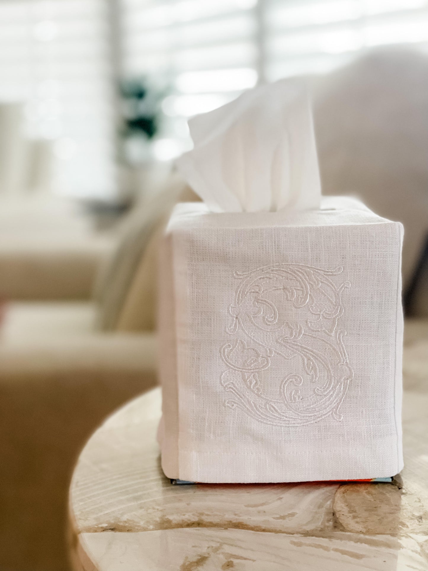 Linen Tissue Box Cover