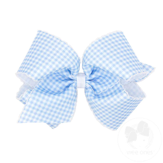 Blue Pastel Gingham with Moonstitch Trim (King)