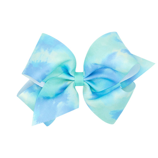 Aqua Tie Dye Hair Bow (King)