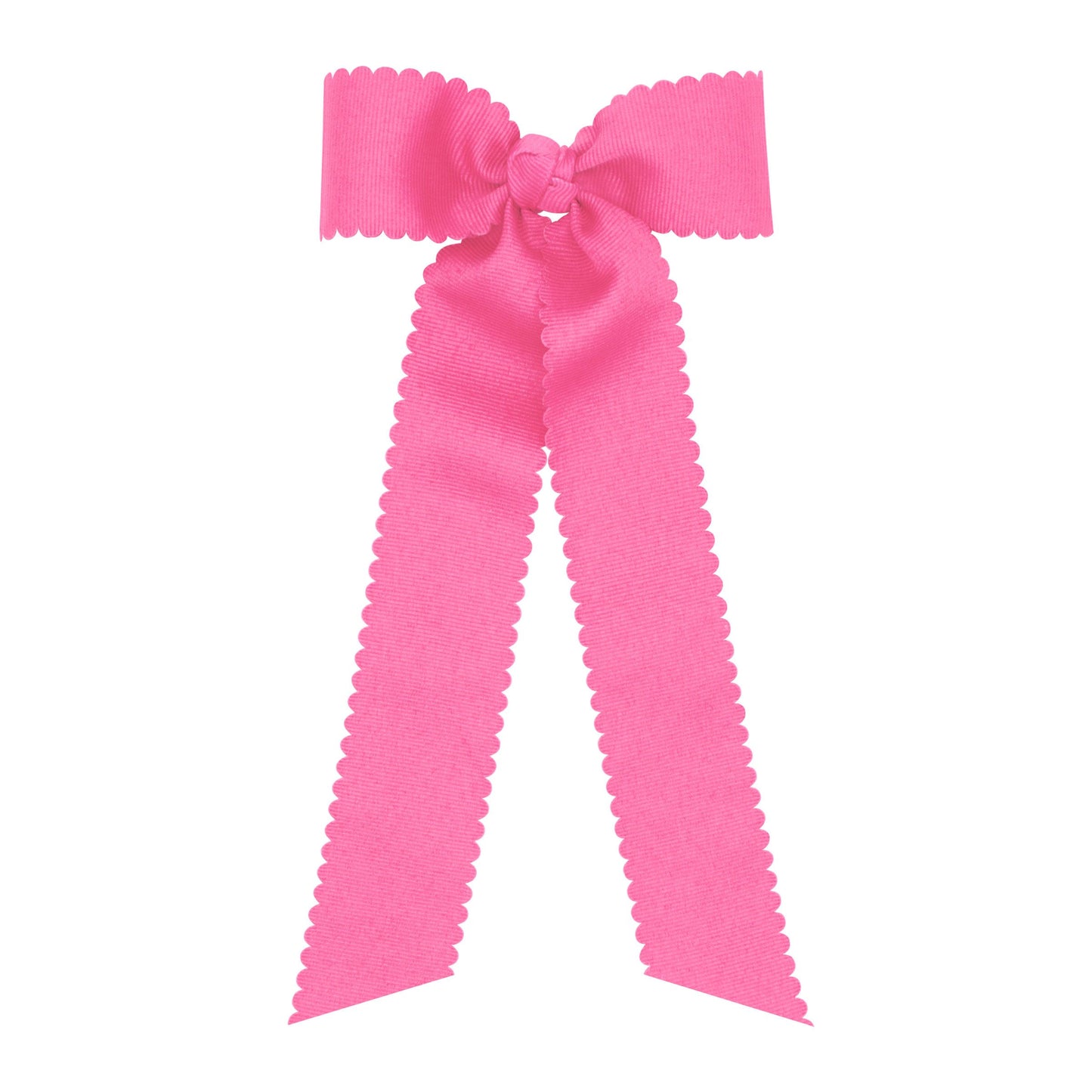 Scalloped Edge Grosgrain Bow with Streamer Tails (Multiple Colors)