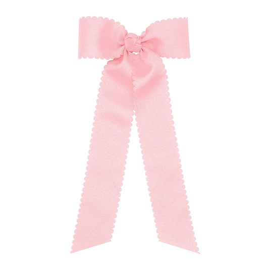 Scalloped Edge Grosgrain Bow with Streamer Tails (Multiple Colors)