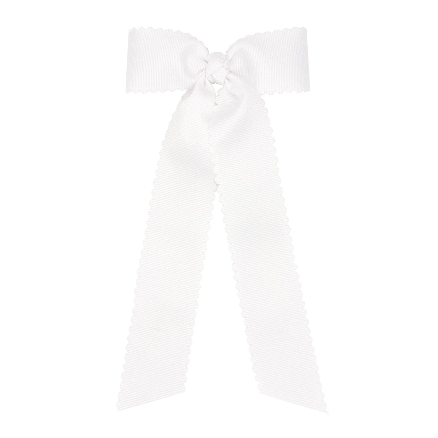 Scalloped Edge Grosgrain Bow with Streamer Tails (Multiple Colors)