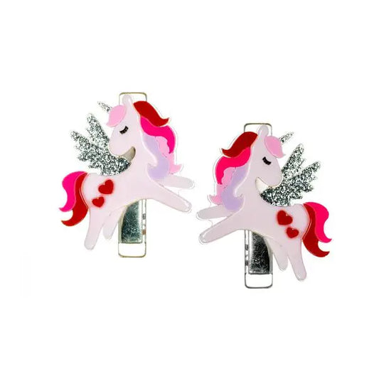 Hair Clips - Heart Unicorns