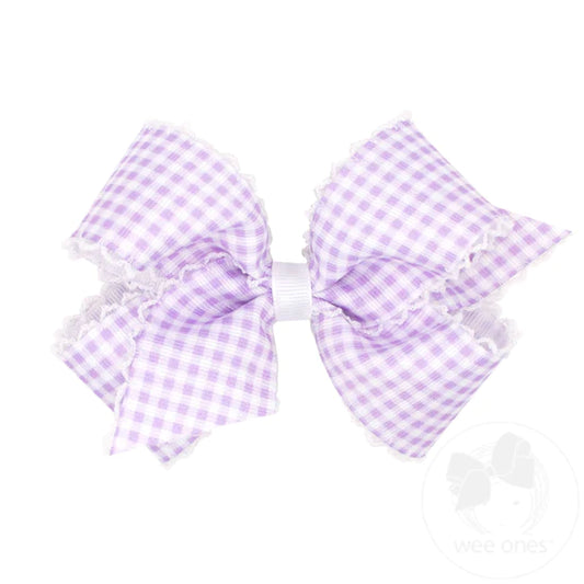 Purple Pastel Gingham with Moonstitch Trim (Medium)