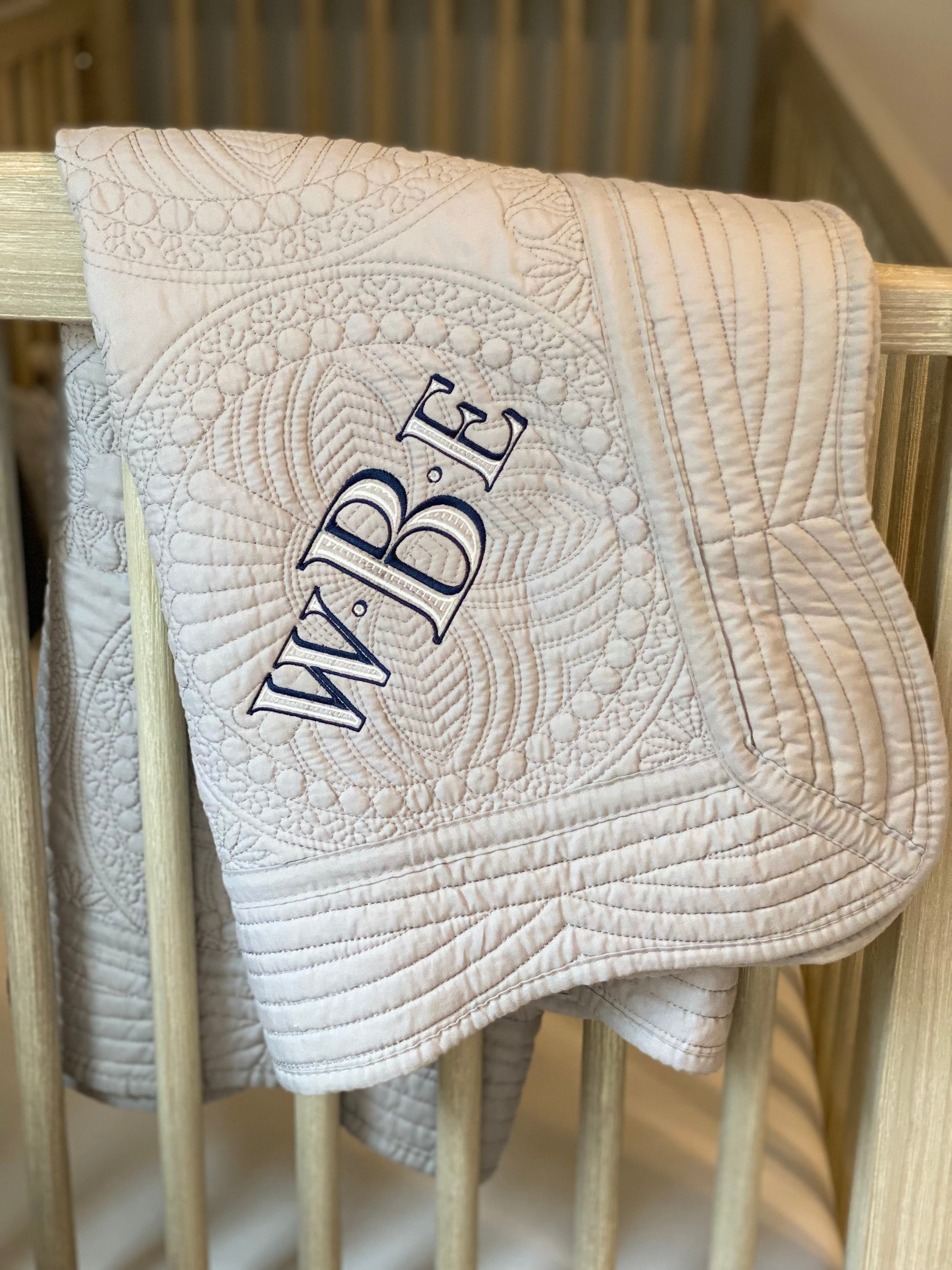 Quilted Monogram Monogrammed Baby Quilt