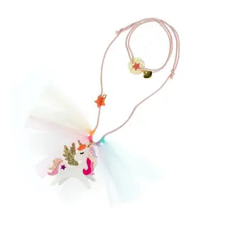 Coral Glitter Unicorn Necklace